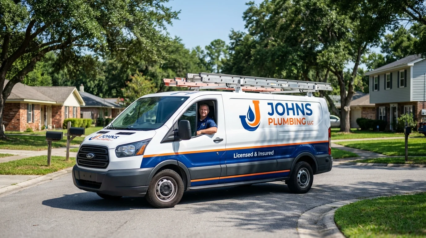 Johns Plumbing LLC service van in Watkinsville, GA