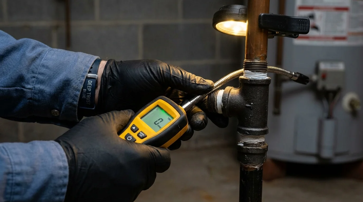 Gas leak detection with electronic sniffer by Johns Plumbing LLC in Watkinsville