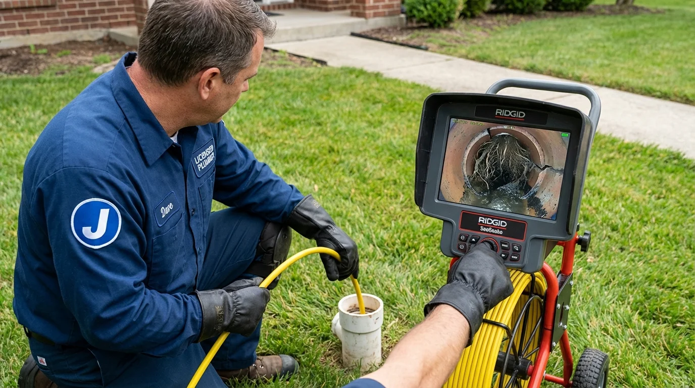 Sewer camera inspection being performed by Johns Plumbing LLC in Watkinsville
