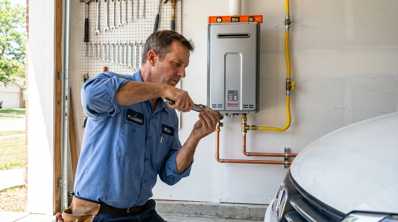 Tankless water heater installation by a Johns Plumbing LLC plumber in Watkinsville