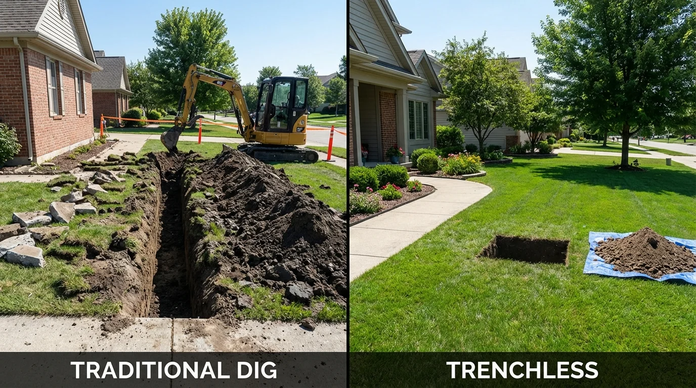 Trenchless sewer repair with minimal yard damage versus traditional excavation in Watkinsville, GA